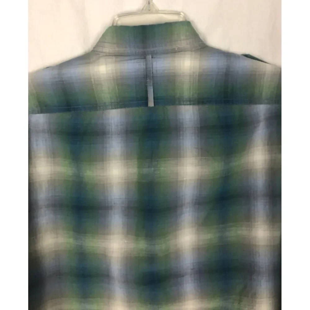 Banana Republic Shirt‎ Mens M (15-15 1/2) Button Front Green Plaid Long Sleeve